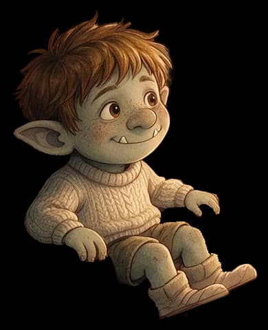 En figur i randig tröja som sitter och vilar.